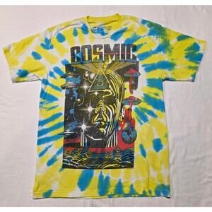 Liquid Blue Med 2019 Cosmic T-Shirt Yellow Blue Cotton Unisex Mens Tie Dye